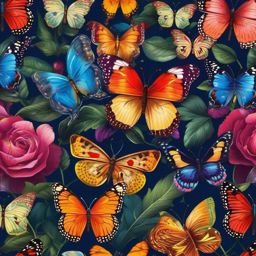 Butterfly Wallpaper - Colorful Butterflies in a Garden wallpaper splash art, vibrant colors, intricate patterns