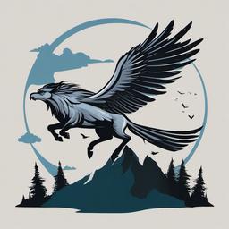 Harry Potter clipart - a hippogriff soaring in the sky  color,minimalist,vector clipart