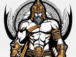 Ares Greek God Tattoo - A tattoo featuring Ares, a prominent figure in Greek mythology.  simple color tattoo design,white background
