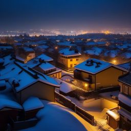 Snowy Rooftops in the Night  background picture, close shot professional product  photography, natural lighting, canon lens, shot on dslr 64 megapixels sharp focus