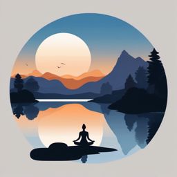 Lakeside Yoga clipart - A person doing yoga by the tranquil lake., ,vector color clipart,minimal