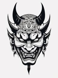 simple hannya tattoo  simple color tattoo,white background,minimal