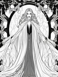 Vampire Cape Coloring Pages - Flowing Dark Garment of the Night  minimal black outline printable sheet, coloring page