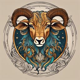 aries and leo combined tattoo  simple vector color tattoo