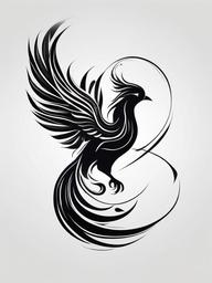 Phoenix Tattoo - Symbolizes rebirth and resilience  minimal tattoo design,white background