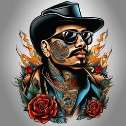 chicano gangster tattoo  simple vector color tattoo