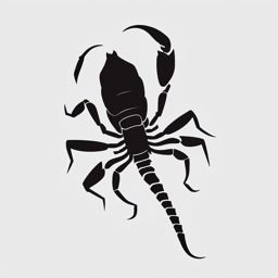 Scorpion Tattoo-minimalist scorpion silhouette, emphasizing the shape and form of this powerful creature. Colored tattoo designs, minimalist, white background.  color tatto style, minimalist design, white background