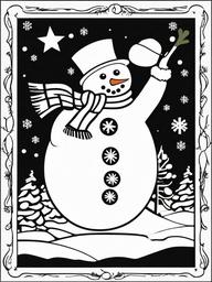 Snowman Coloring Pages - Classic Winter Snowmen in Various Designs  minimal black outline printable sheet, coloring page