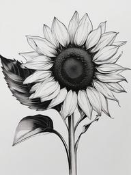 sketch of a sunflower  minimal rough sketch scribbles,doodles,black and white