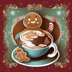 Gingerbread Man clipart - gingerbread man with a cup of hot cocoa  