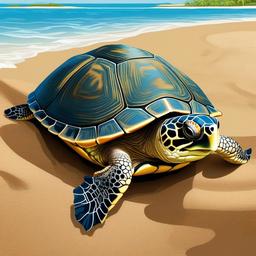 Turtle clipart - turtle resting on a sandy beach  