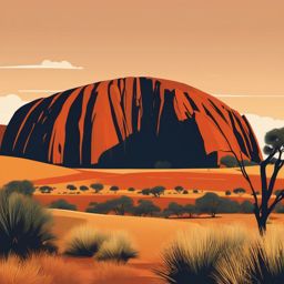 Ayers Rock sticker- Another name for Uluru in Australia's Outback, , sticker vector art, minimalist design