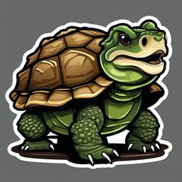 Alligator Snapping Turtle cartoon - big turtle with a spiky shell  cartoon sticker style