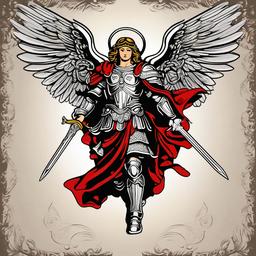 saint michael the archangel tattoo  simple vector color tattoo
