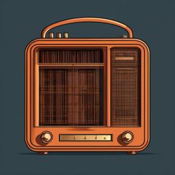 Old Radio with Nostalgic Sound Clipart - Antique radio emitting a warm and nostalgic sound.  color clipart, minimalist, vector art, 