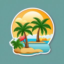 Tropical Island and Palm Tree Emoji Sticker - Relaxing under the palm trees, , sticker vector art, minimalist design