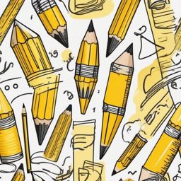 Pencil Sticker - Scribbling notes and doodles with the classic yellow pencil, , sticker vector art, minimalist design