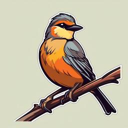 Lark cartoon - cheerful, singing bird  cartoon sticker style