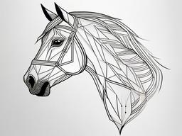 Geometric Horse Head Tattoo - Explore artistic geometry with a geometric horse head tattoo, featuring designs that combine equestrian elements with intricate geometric patterns.  simple tattoo,minimalist,white background