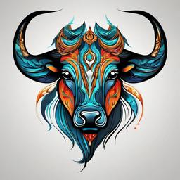 abstract taurus tattoo  simple vector color tattoo