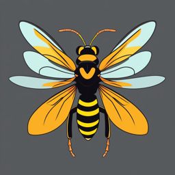 Paper Wasp Clip Art - A paper wasp with distinctive wings,  color vector clipart, minimal style