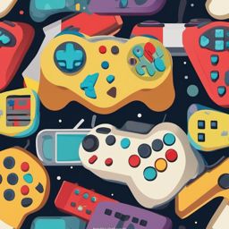 Clipart of a Game Controller - Game controller for gaming and entertainment,  color vector clipart, minimal style