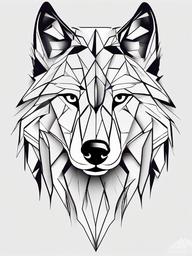 Lobo Tattoo Geometric - A geometric wolf tattoo inspired by the mystique of the lobo.  simple color tattoo design,white background