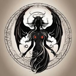 Angel & Demon Tattoo-Embracing duality with an angel & demon tattoo, symbolizing the balance between light and dark, good and evil.  simple vector color tattoo