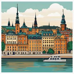 Stockholm clipart - Stockholm Palace and city islands, ,color clipart vector style