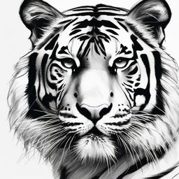 sketch drawing of tiger  minimal rough sketch scribbles,doodles,black and white