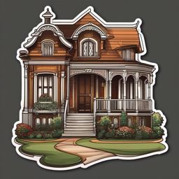 Victorian Cottage Sticker - Convey the quaint charm of a Victorian cottage with the picturesque and detailed sticker, , sticker vector art, minimalist design