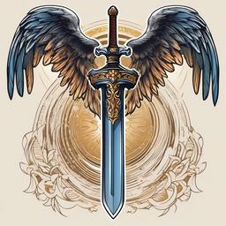 archangel sword tattoo  simple vector color tattoo