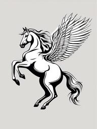 Pegasus Tattoo - Mythical horse representing freedom and aspiration  minimal tattoo design,white background