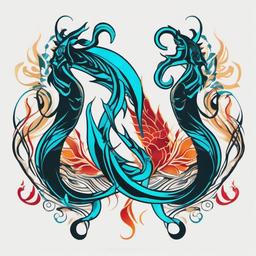 aquarius and scorpio tattoo  simple vector color tattoo