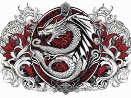 Norse dragon tattoo, Tattoos featuring dragons in Norse mythology and art.  color, tattoo style pattern, clean white background
