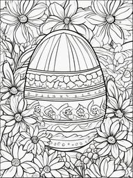 Easter Egg Coloring Pages - Egg hidden in a patch of daisies  simple coloring pages