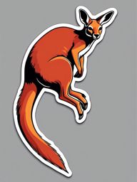 Red Kangaroo Sticker - A hopping red kangaroo with a powerful tail, ,vector color sticker art,minimal
