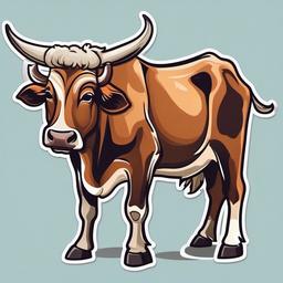 Zebu cartoon - humped cattle breed adapted to hot climates  cartoon sticker style