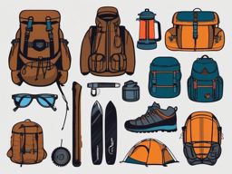 Alpine Adventure Gear clipart - Gear for high-altitude adventures, ,vector color clipart,minimal