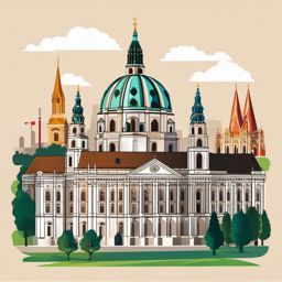 Vienna clipart - St. Stephen's Cathedral and Vienna cityscape, ,color clipart vector style