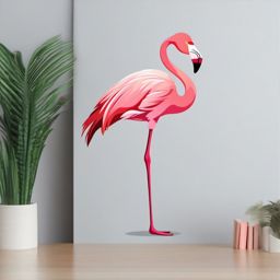Flamingo Sticker - A graceful flamingo standing on one leg. ,vector color sticker art,minimal