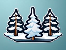 Frosty Pine Trees Emoji Sticker - Icy pines standing in a winter wonderland, , sticker vector art, minimalist design