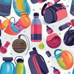 Gym clipart - yoga mat and water bottle  clipart