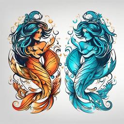 aquarius pisces tattoo  simple vector color tattoo