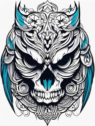 Tattoo Owl Skull - Merge mystique and edginess with a tattoo featuring an owl and skull.  simple color tattoo,vector style,white background