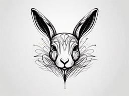 Abstract rabbit heartbeat tattoo. Rhythmic pulse of the magical.  color tattoo, white background