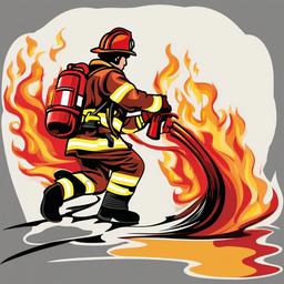 Fire Fighter clipart - extinguishing flames  vector clipart