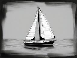 drawing of a sailboat  minimal rough scribbles,doodles,black and white