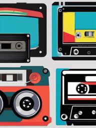 Cassette tape and headphones sticker- Musical nostalgia, , sticker vector art, minimalist design