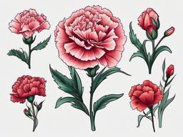 Carnation Tattoo Ideas,Variety of creative and unique carnation tattoo ideas, inspiring the next floral ink masterpiece.  simple color tattoo,minimal vector art,white background